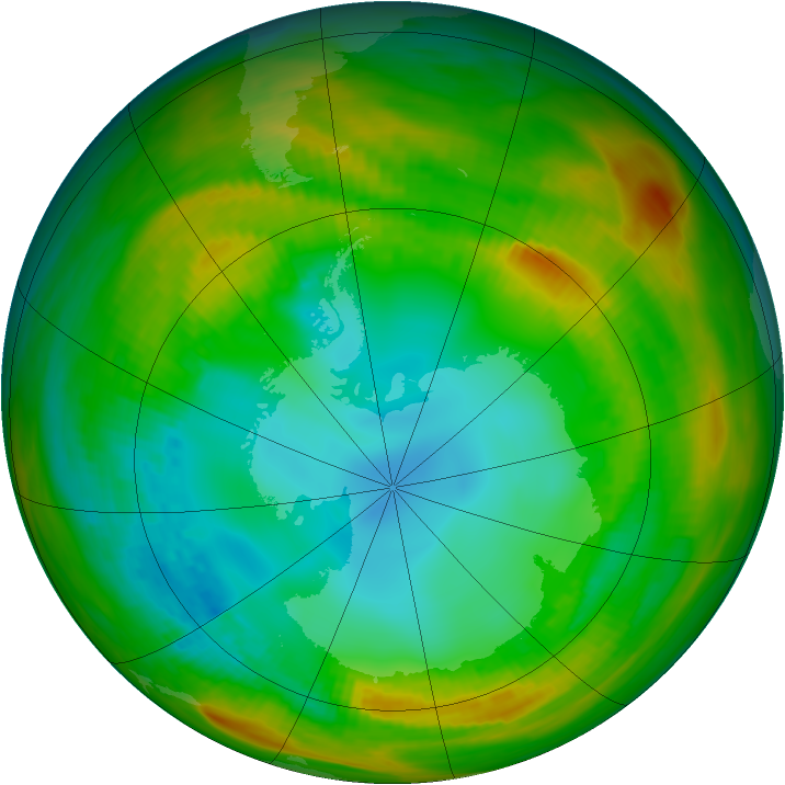 Antarctic ozone map for 02 August 1979